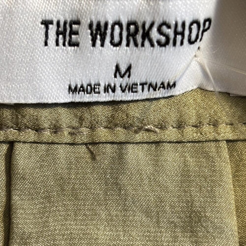 The Workshop Women’s Silky Satin Button Down Shirt in Olive Green Medium NWT - Picture 6 of 7